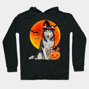 Dog Halloween Siberian Husky Jack O Lantern Pumpkin Hoodie